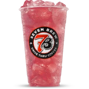 7 Brew Georgia Peach Tea with peach and strawberry