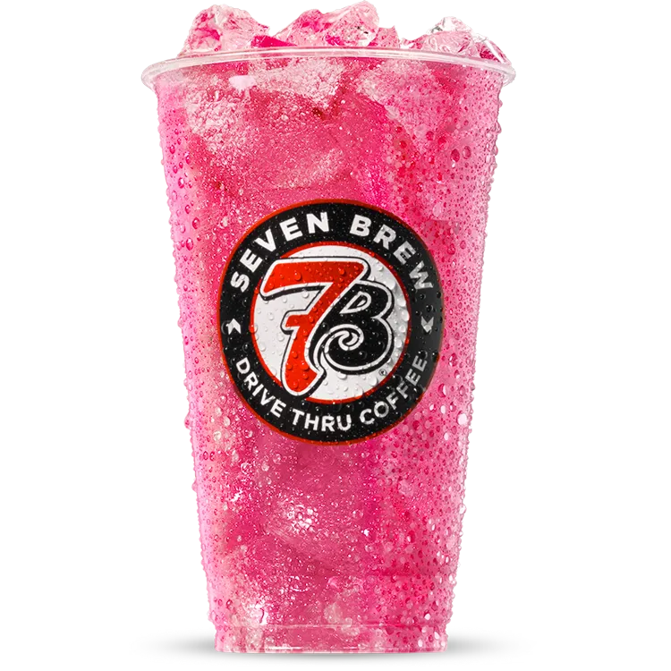 7 Brew Pink Mermaid Fizz Soda with watermelon coconut and strawberry